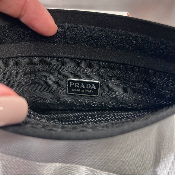 Prada Vela black nylon, satin finish pouch. EUC